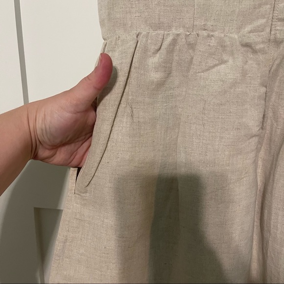 Judith March size small linen and cotton blend tan with neon strapless dress! - Picture 5 of 6